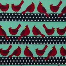 Muntkleurige katoen met rode vogels